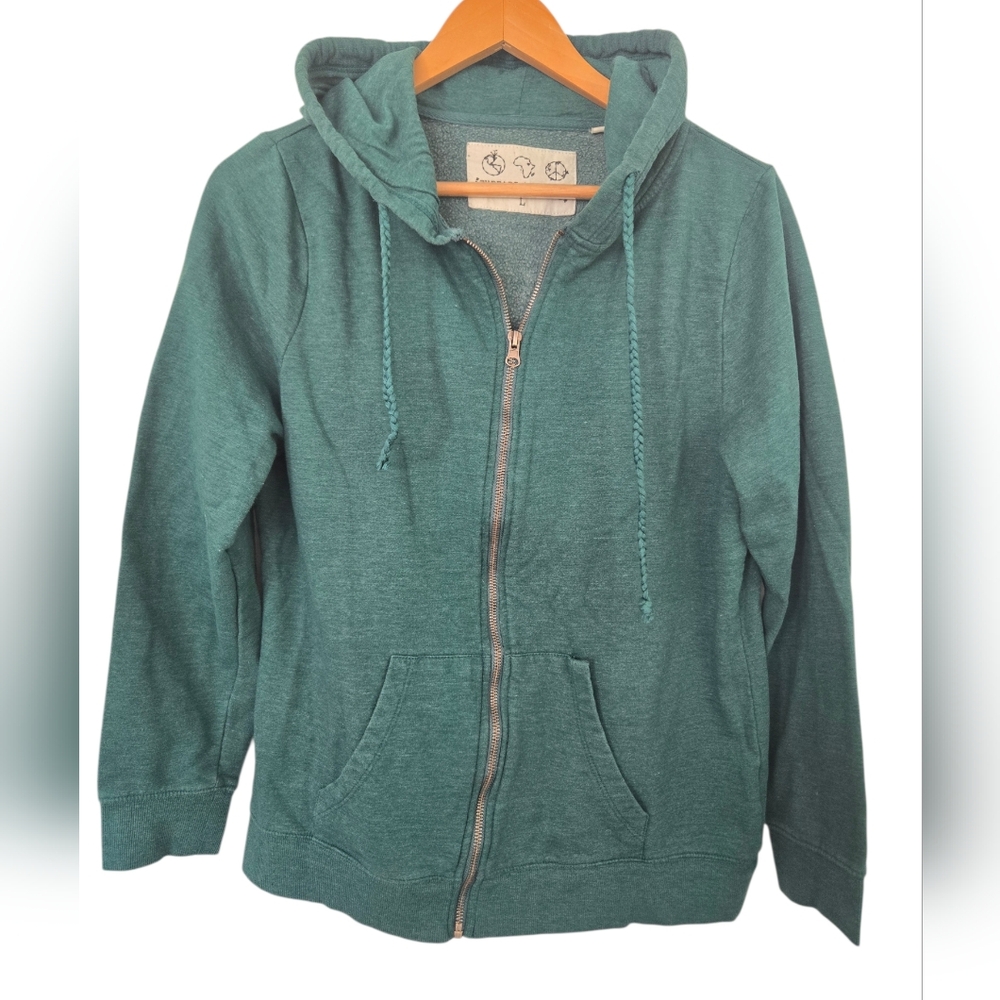 Threads 4 Thought Green Zip Hoodie Size L Sustainable Soft Minimalist Size Large
